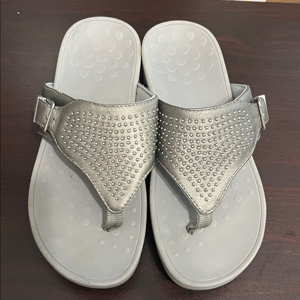 Silver Studded Slide Sandals